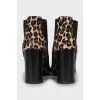 Animal print pony skin ankle boots