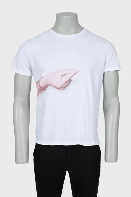 Men's white t-shirt with print