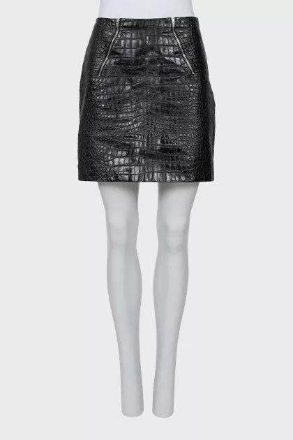 Embossed leather skirt