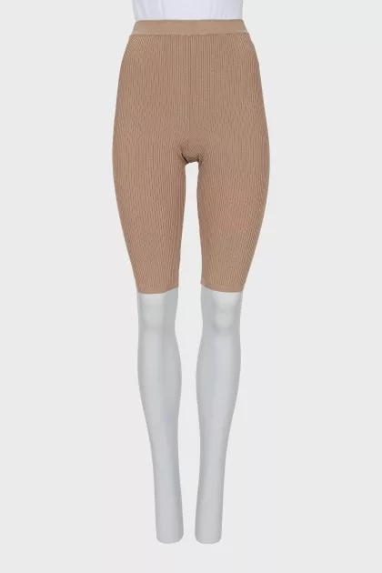 Ribbed shorts with brand logo, with tag