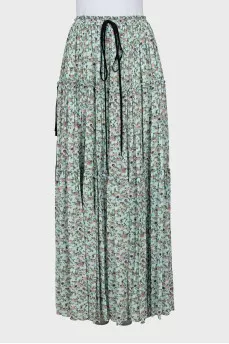 Floral print skirt decorated with laces