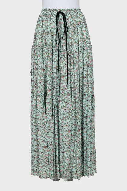 Floral print skirt decorated with laces
