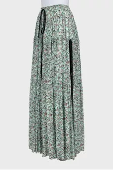 Floral print skirt decorated with laces