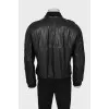 Men's black leather bomber jacket