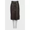 Brown leather skirt