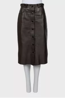 Brown leather skirt