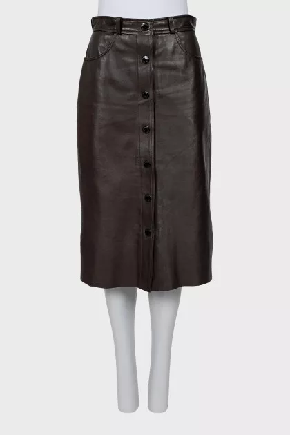 Brown leather skirt