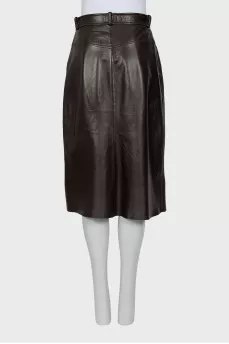 Brown leather skirt