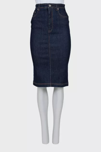 Denim pencil skirt with tag
