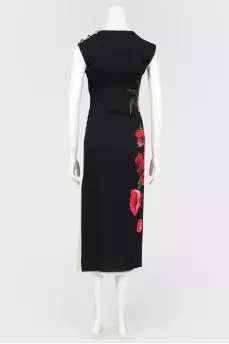 Satin dress with floral print