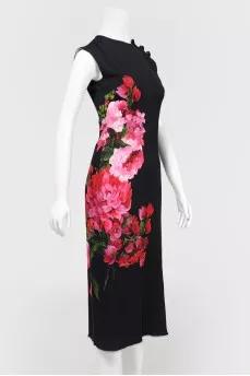 Satin dress with floral print
