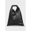 Black leather shopper
