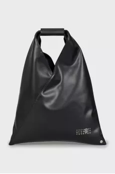 Black leather shopper