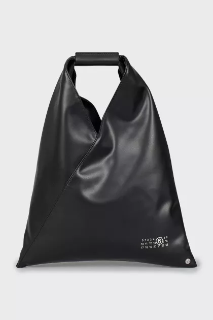 Black leather shopper
