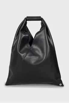 Black leather shopper
