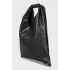Black leather shopper