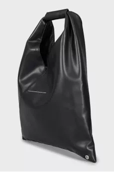 Black leather shopper