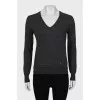 Wool pullover with brand logo