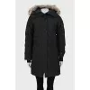 Down jacket decorated with natural fur