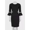 Dress with frills on the sleeves in black