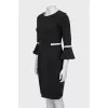 Dress with frills on the sleeves in black