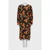 Silk dress with floral print and tag