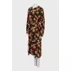 Silk dress with floral print and tag