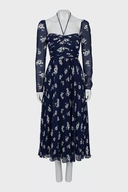 Pleated dress in floral print