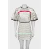 Polka dot print dress with ruffle sleeves