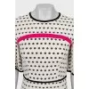 Polka dot print dress with ruffle sleeves