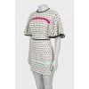 Polka dot print dress with ruffle sleeves