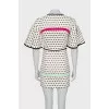 Polka dot print dress with ruffle sleeves