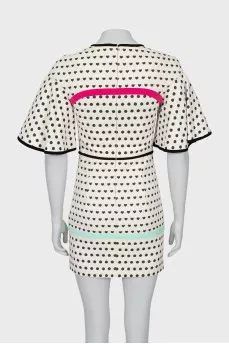 Polka dot print dress with ruffle sleeves