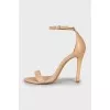 Beige leather stiletto heeled sandals