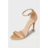 Beige leather stiletto heeled sandals