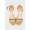 Beige leather stiletto heeled sandals