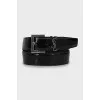 Patent leather belt with brand logo