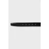 Patent leather belt with brand logo