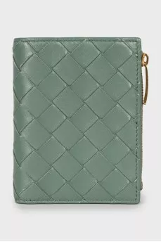 Leather wallet with weave