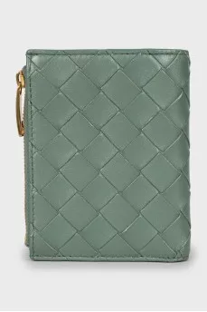 Leather wallet with weave