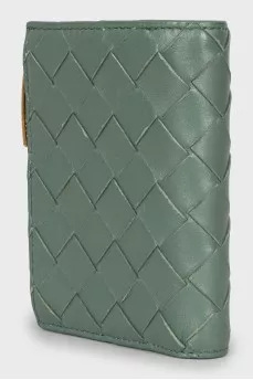 Leather wallet with weave