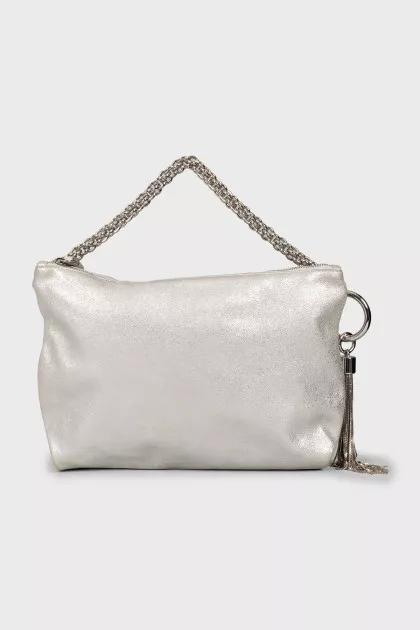 Leather bag decorated with tassel