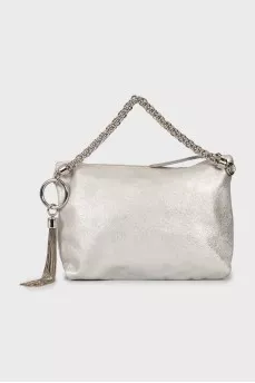 Leather bag decorated with tassel