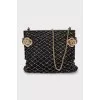 Mini black bag decorated with rhinestones