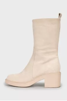 Beige suede boots