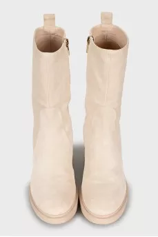 Beige suede boots