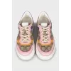 Canvas and leather sneakers with signature print