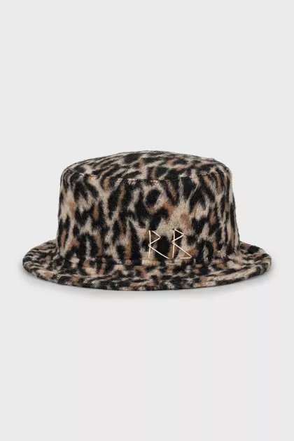 Panama hat made of wool with animal print