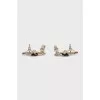 Earrings with brand logo decorated with crystals