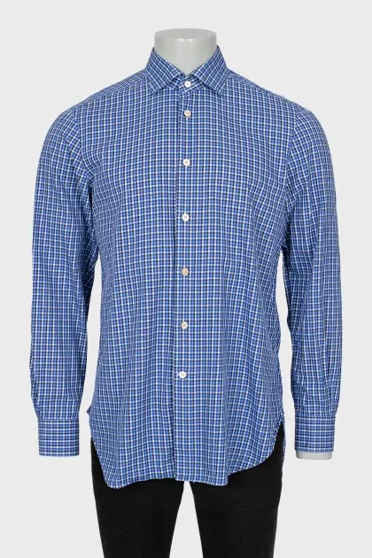 Men's blue checkered shirt